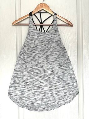 Lululemon Raise The Barre 2-in-1 Strappy Tank Tiger Space Dye Black White Sz 10